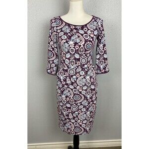 Boden Jessie Soft Stretchy Knit Floral Purple Pockets Casual Dress -Size 4R